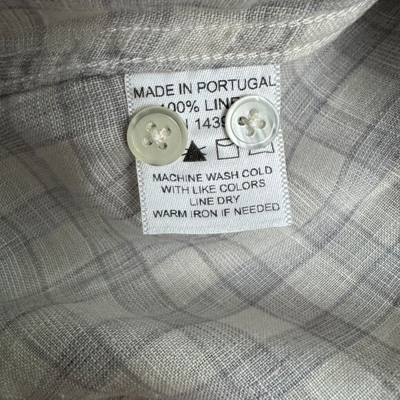 Guideboat Tessitura Monti Italian Linen Button Down Shirt Mens Small Blue Plaid - Picture 9 of 15